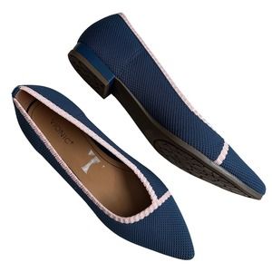 Vionic Size 10 Dahlia Knitted Ballet Flats Slip On blue pointed toe shoes
